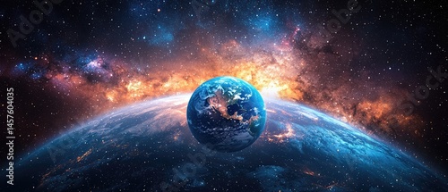 Earth from Space A Stunning View of Our Planet Against the Milky Way