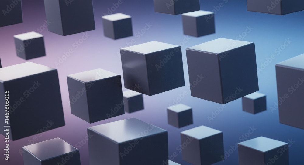 Obraz premium Floating cubes aligning in harmony to signify team alignment