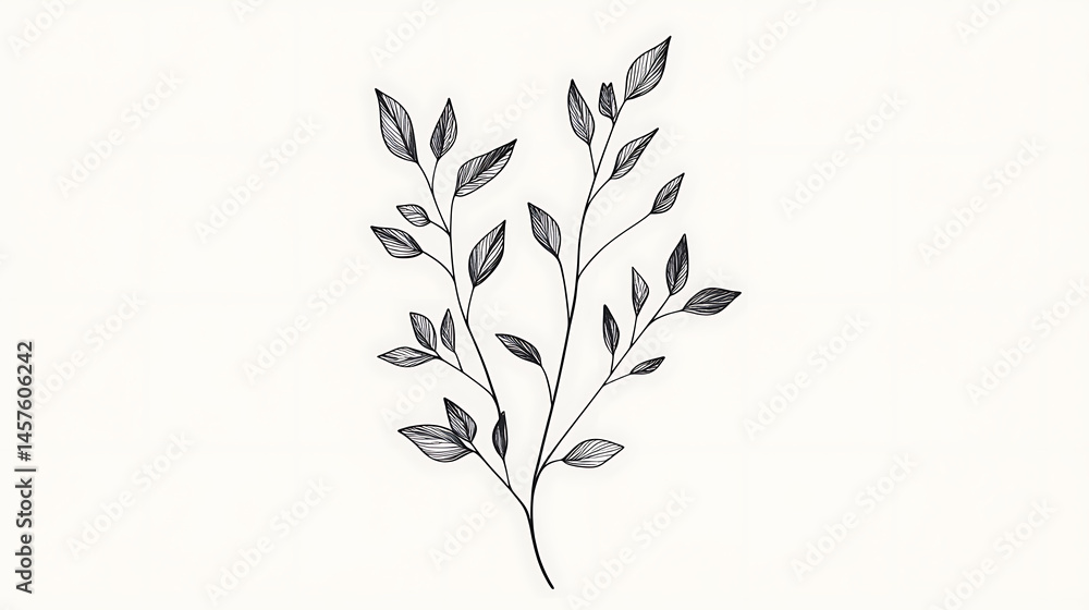 Fototapeta premium A black and white drawing of a leafy tree