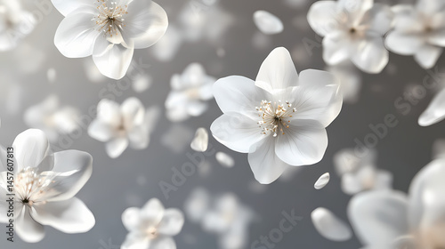 Floating white flowers on transparent background. [Graviton Cities] | Antimatter Suburbia | exotic zone. Illustration