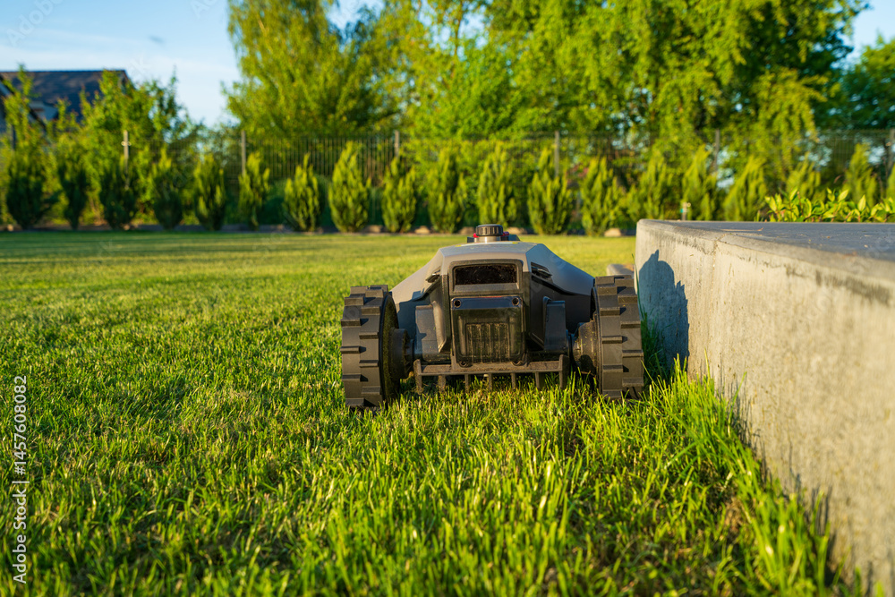 Perfectly cut lawn by robotic lawn mower