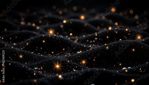 A black and white image of a starry night sky with a lot of sparkles