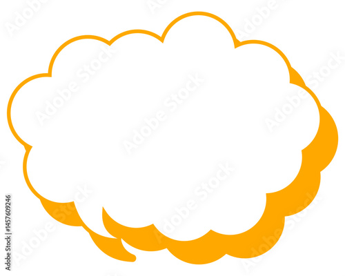 シンプルなカラー線の吹き出し　丸みのある雲形