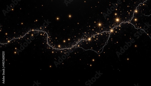 A black and white image of a starry night sky with a lot of sparkles