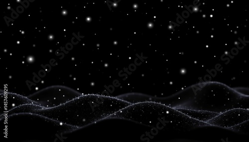 Scene is serene and peaceful, as the snow-covered ground