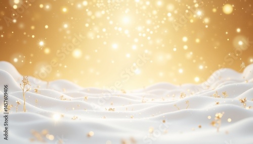 A snowy landscape with a bright yellow background