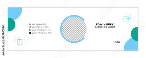 Vector email signature design, corporate email signature design template, email signature in abstract shape, Clean and simple modern business email signature.