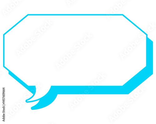 シンプルなカラー線の吹き出し　細長い八角形