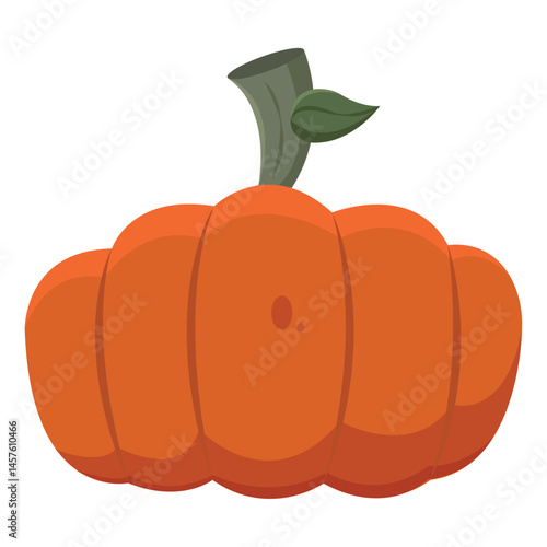 Flat pumpkin green stem. Vector