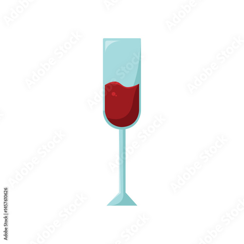Tall wine glass red drink. Vector