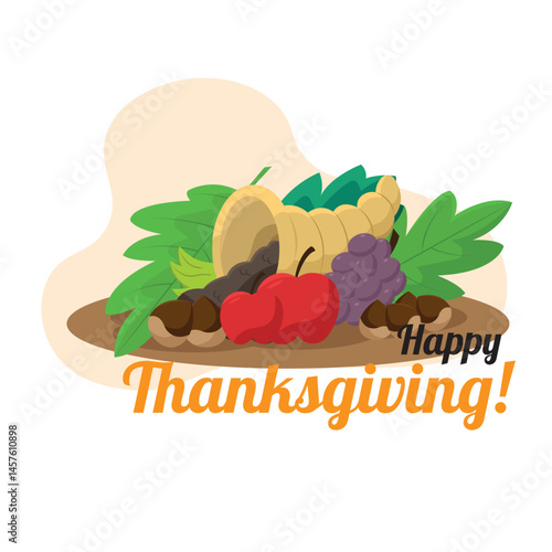 Thanksgiving dinner plate. Vector