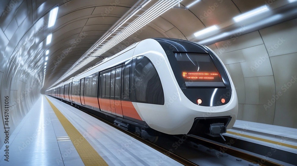 Modern High-Speed Train Entering Subway Tunnel Modern High-Speed Train Entering Subway Tunnel
