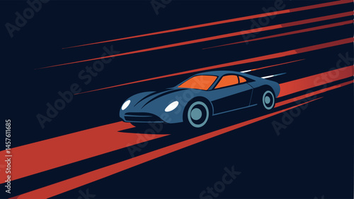 Getaway Vehicle An illustration of a sleek darkcolored sports car weaving through traffic with exaggerated speed lines and a determined driver.