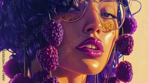 Enigmatic Woman with Blackberry Adornments