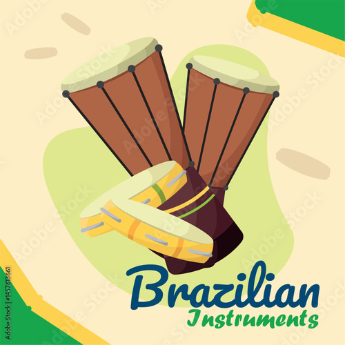 Brazilian drums set. Vector