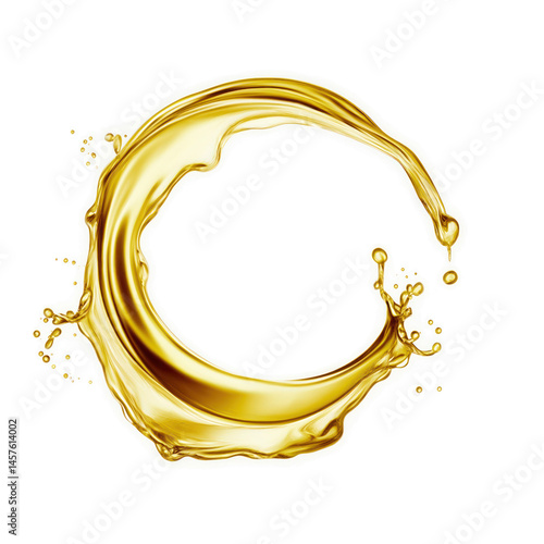 Beautiful olive or engine oil splashes arranged in a circle isolated