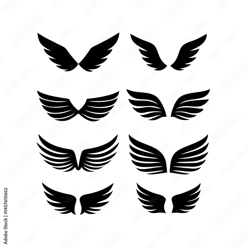 Black wings icon set. Wings icons. Collection badges of wings. Vector illustration.Set of wings icons. Collection wings badges. Vector illustration.Silhouette Vector Black. with white background
Black wings icon set. Wings icons. Collection badges of wings. Vector illustration.Set of wings icons. Collection wings badges. Vector illustration.Silhouette Vector Black. with white background