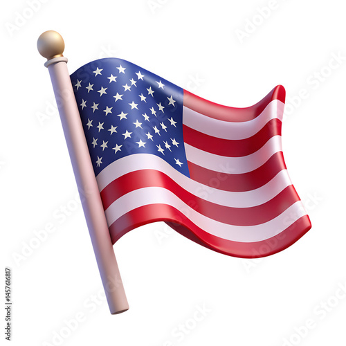 3D Waving Fabric Flag Close Up