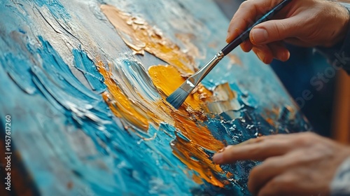 Impasto Painting: Artist's Hands Applying Bold Brushstrokes