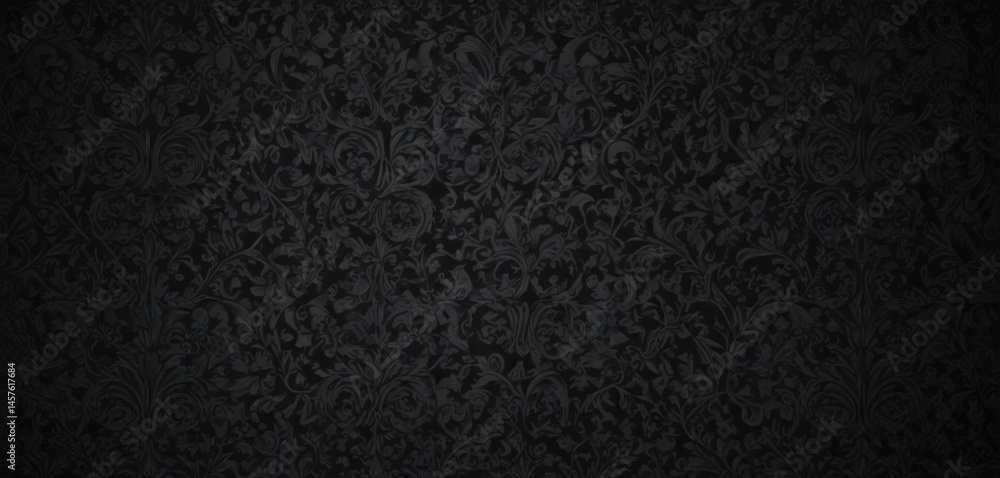 Fototapeta premium Seamless black gothic wallpaper Intricate floral damask pattern with vines , wallpaper, abstract