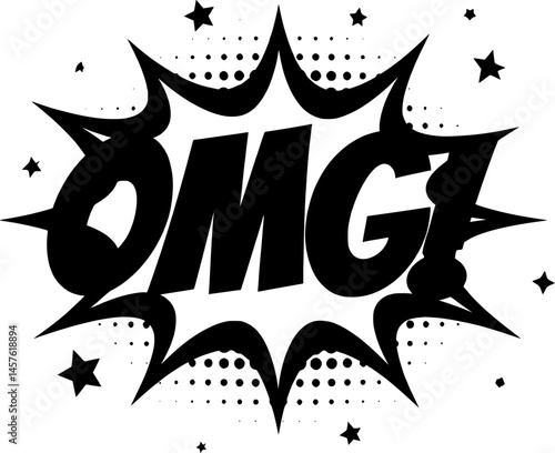 OMG! comic text lettering bright cartoon retro pop art
