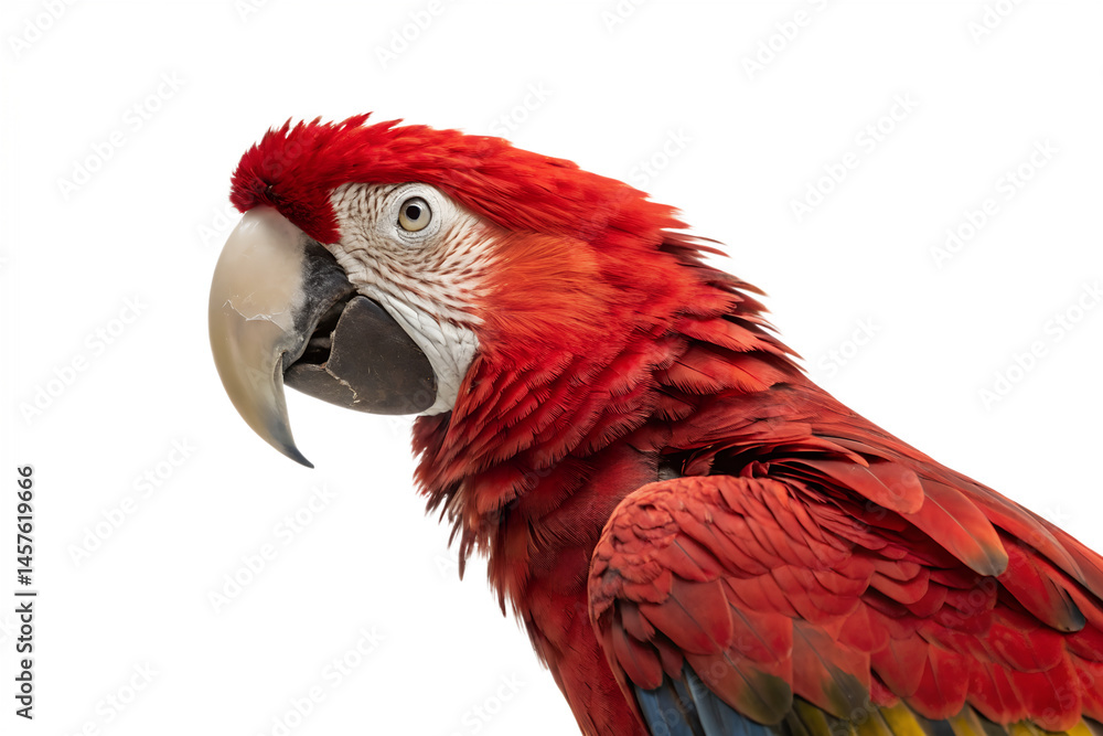 Fototapeta premium close up of a red macaw on transparent background