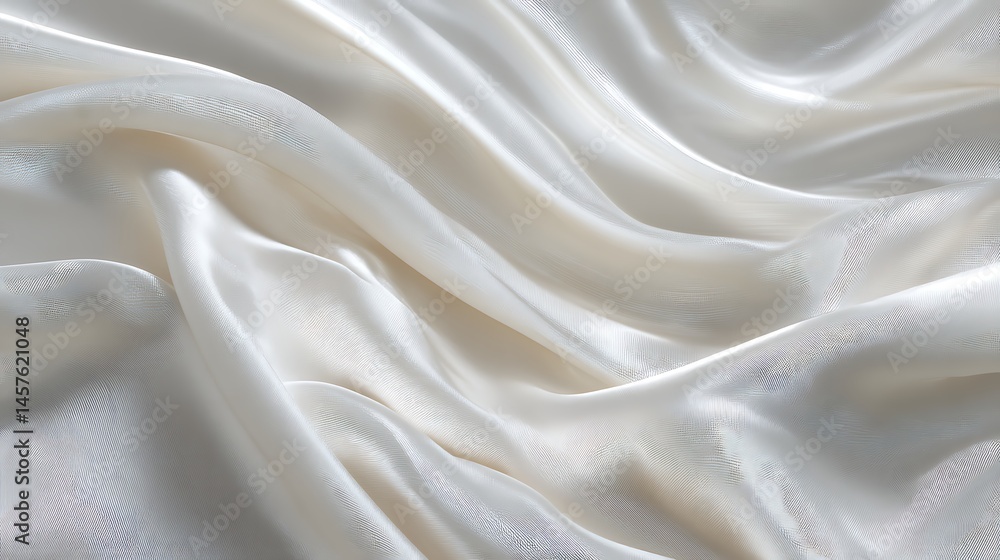 Obraz premium 滑らかな光沢を放つ純白のシルクドレープ