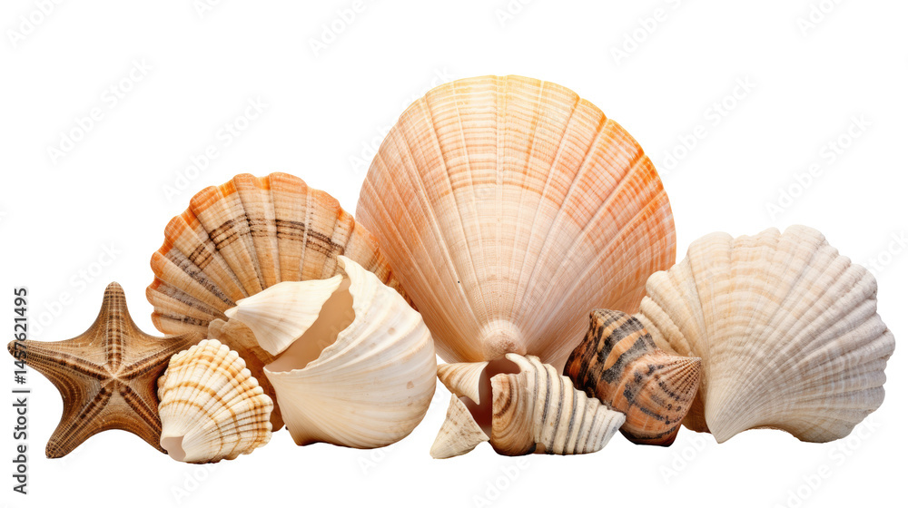 Obraz premium Seashell Set Bundle on transparent background