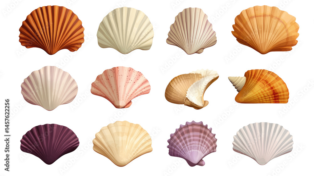 Seashell Set Bundle on transparent background Seashell Set Bundle on transparent background