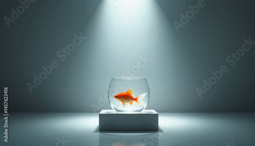 Obraz na płótnie Goldfish swimming in a bowl, National Pet Day, cozy ambiance w salonie