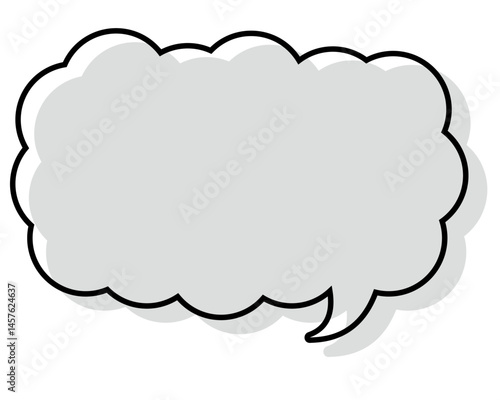 シンプルな線がずれた吹き出し　細長い雲形