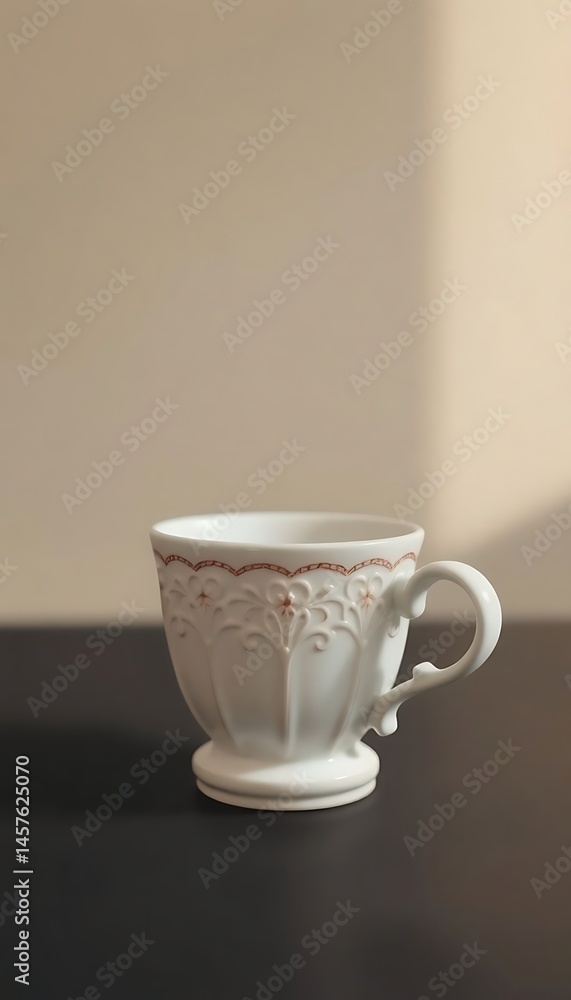 Fototapeta premium white cup sitting on top of a table