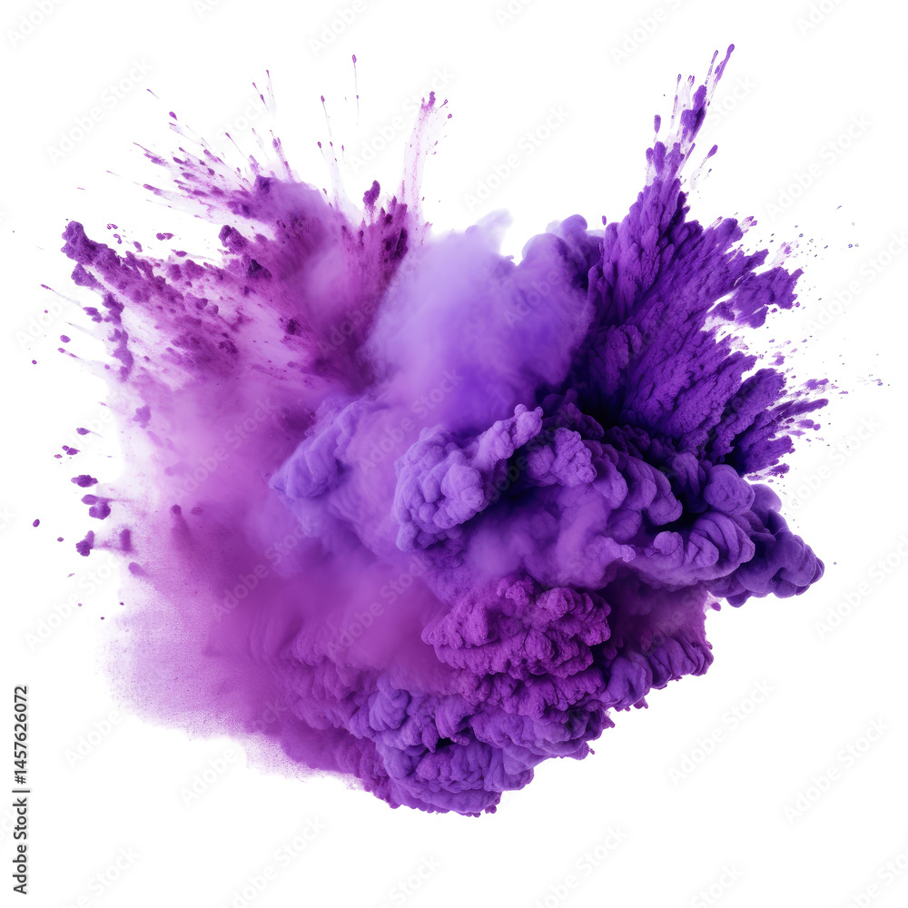 Naklejka premium Purple, Violet, Lilac Color Powder Dust Explosion on transparent background