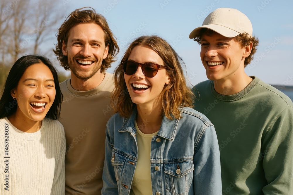 Friends enjoying outdoor laughter. Friends enjoying outdoor laughter.