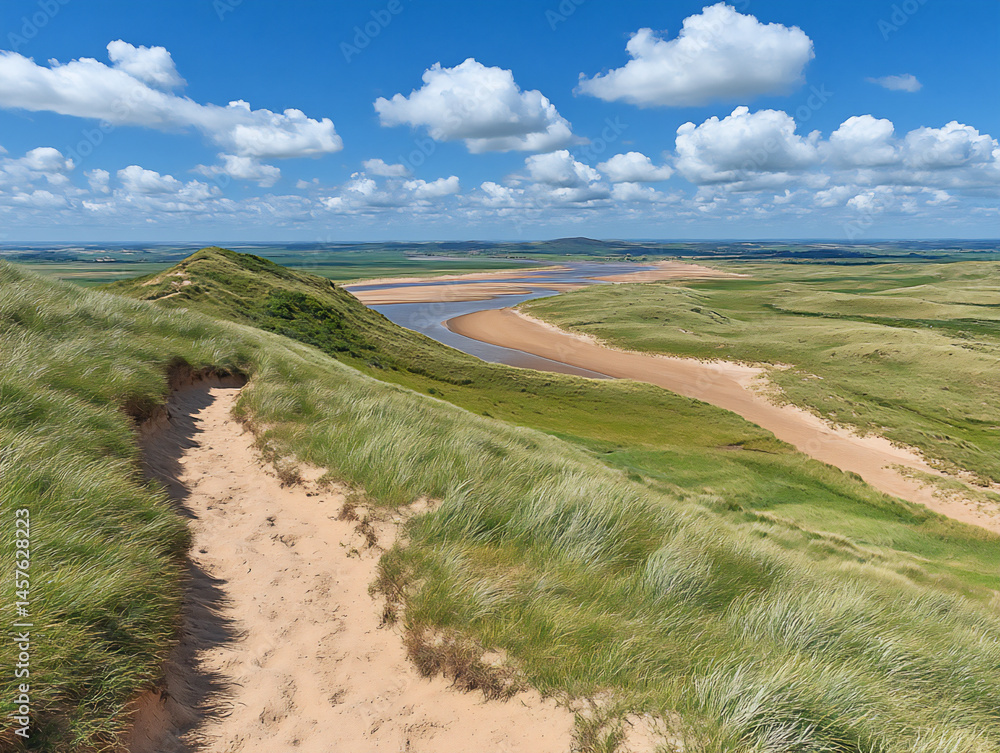 Fototapeta premium hardy grass windswept hill tenacity nature