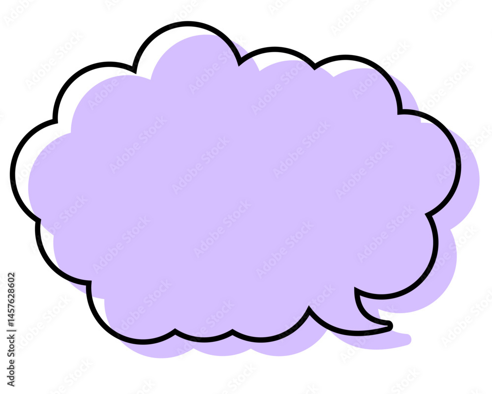シンプルな線がずれた吹き出し 丸みのある雲形 シンプルな線がずれた吹き出し 丸みのある雲形