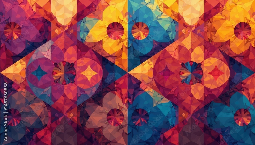Geometric shapes repeating in a grid, contrasting colors, illustration, geometry Geometric shapes repeating in a grid, contrasting colors, illustration, geometry