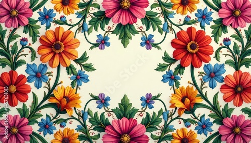 Wallpaper Mural Intricate floral textile design, repeating motif, nature, seamless pattern, repeat Torontodigital.ca