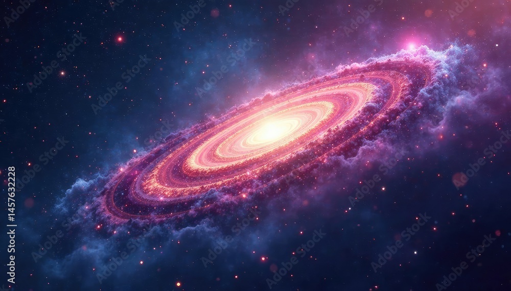 Obraz premium Intricate swirling nebula, cosmic dust trails, stars, green