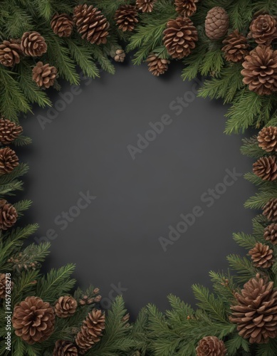 Wallpaper Mural Dense, richly textured fir & pine cone Christmas border , holiday border, nature texture Torontodigital.ca