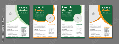 Clean & Green Yard Service Flyer, Backyard Landscaping Flyer Design, Garden Tools Rental Poster Template	