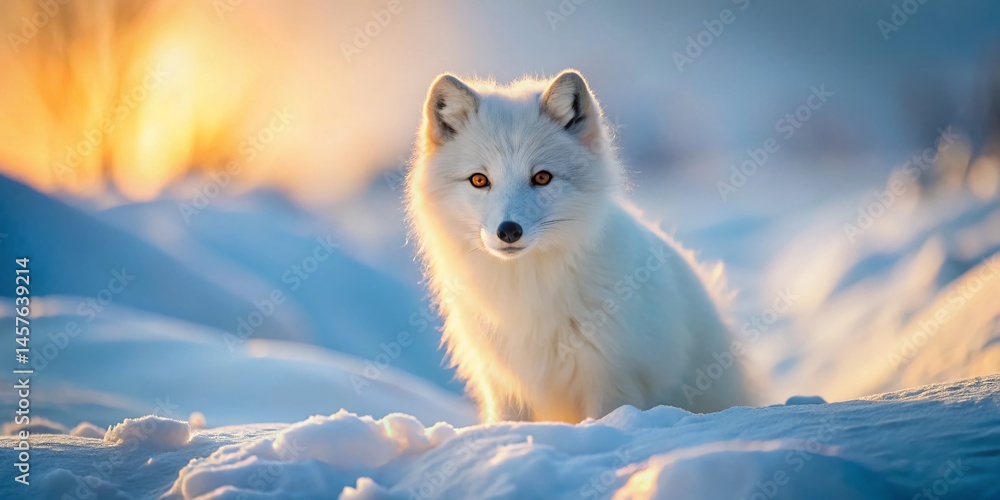 Obraz premium Arctic Fox Portrait: Stunning Winter Wildlife Photo - Drone View