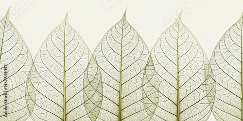 Biophilic Minimalist Leaf Line Art Texture for Digital Prints - Right-Aligned Design