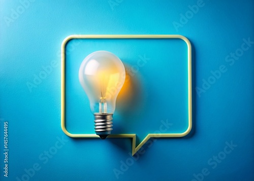 Blue Background Idea Concept: Lightbulb & Speech Bubble for Innovation & Inspiration