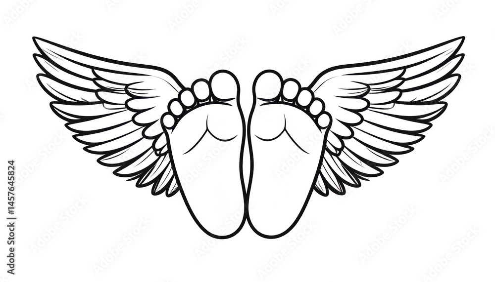 Obraz premium Baby Feet with Wings Illustration for Concept of Freedom and Growth
