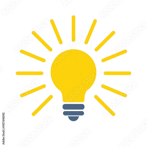 Bright Yellow Light Bulb with Rays Radiating from Its Base