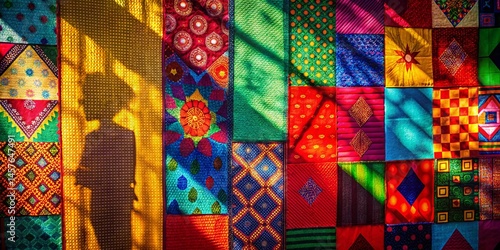 Bold Patchwork Silhouette Background for Vibrant Presentations - Abstract Design