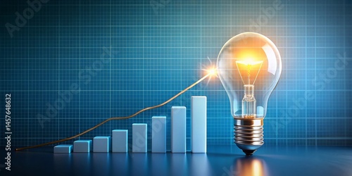 Bright Business Idea: Light Bulb Illuminating Growth Graph