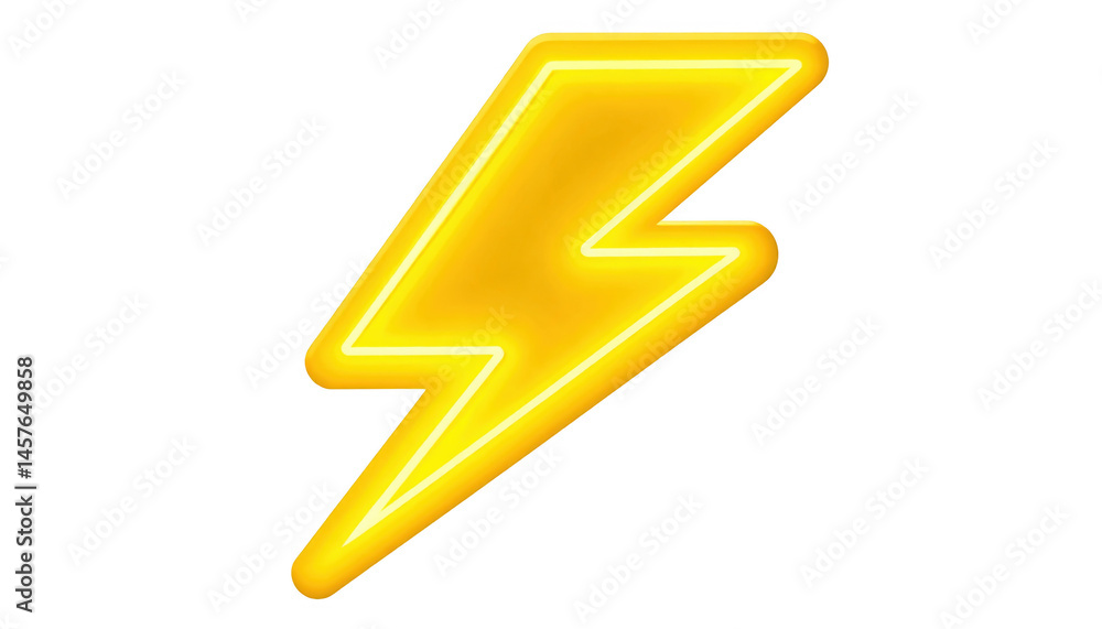 Bright Neon Lightning Bolt Icon with Glowing Yellow Effect Bright Neon Lightning Bolt Icon with Glowing Yellow Effect