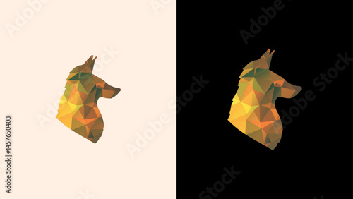 Abstract fox, Lowpoly fox, origami fox, geometric fox, isometric fox